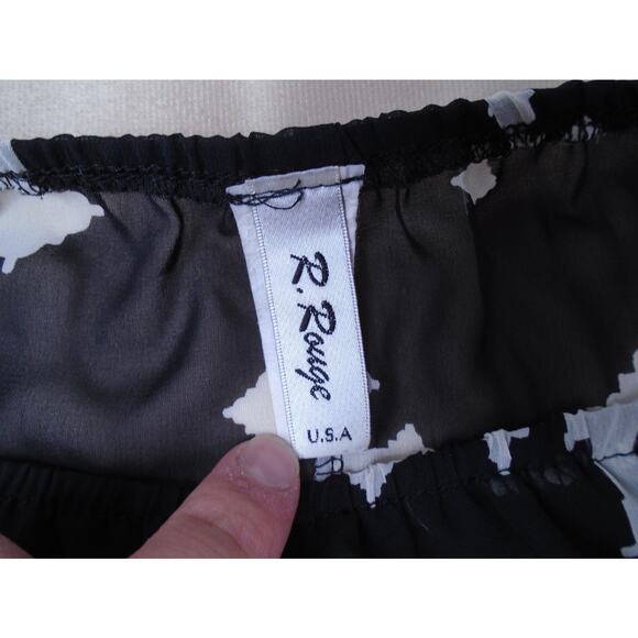 R.Rouge Sheer Black Gothic Cross Print Off the Shoulder Top Women's Size 3XL - Picture 3 of 10